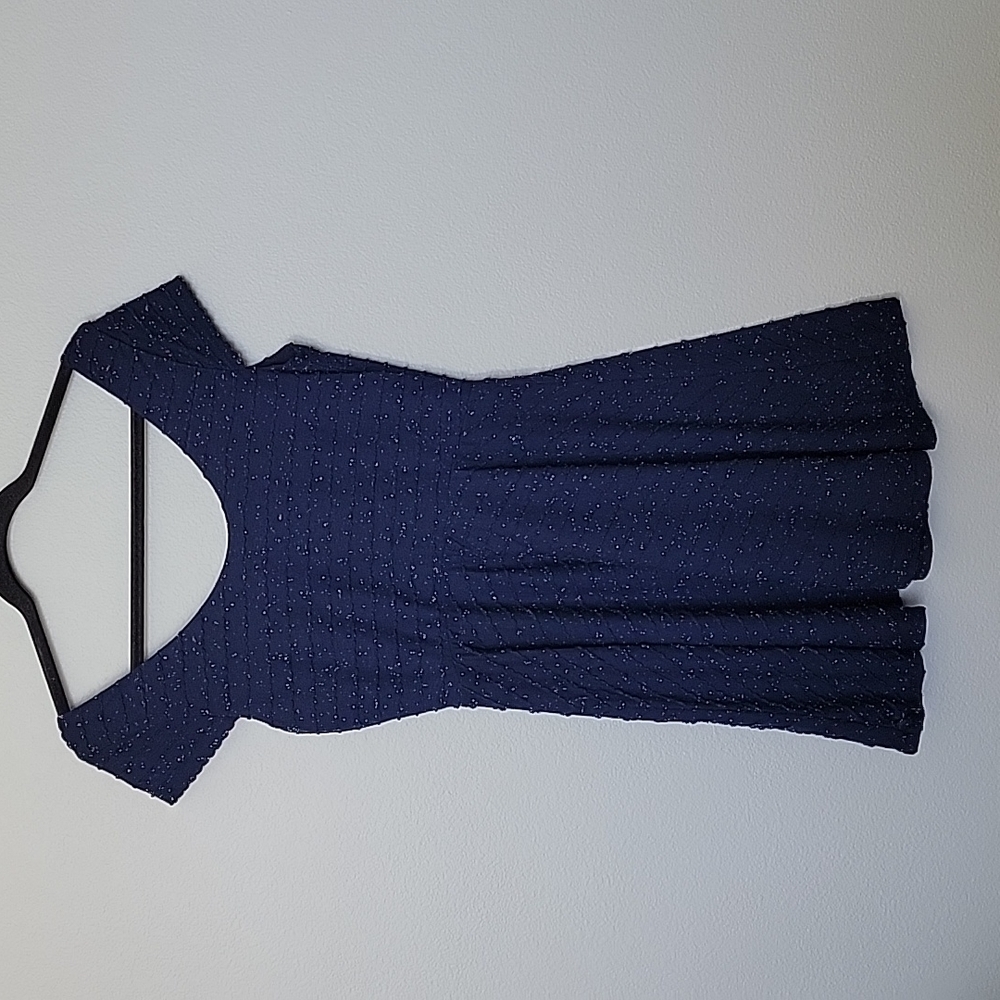 Lauren Conrad Speckled Girly Blue Small Confetti Textured Skater Dress - Picture 6 of 8